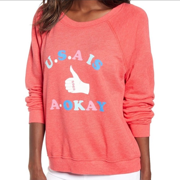 🔥WILDFOX🔥U.S.A. IS A-OKAY Sommers Sweater Rare July 4th Patriotic Top XS NWT - Picture 5 of 8